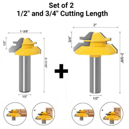 WoodMaster™ 45° Lock Miter Router Bit - 1/2" Shank